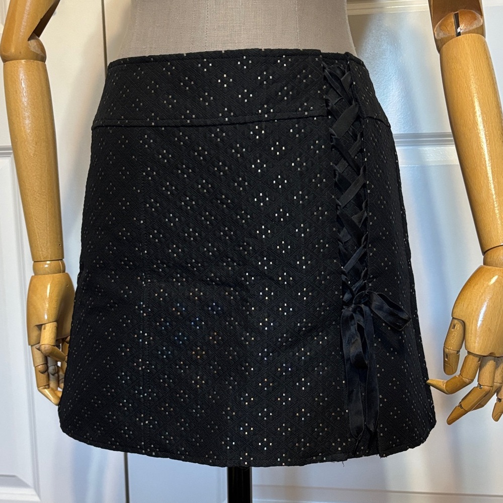 Nanette Lepore Black Mini Skirt with Side Lace-Up Y2K